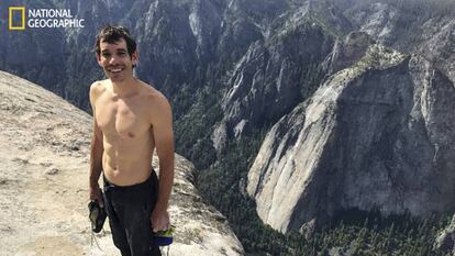 Honnold, tras llegar a la cumbre de El Capitán, el pasado sábado.