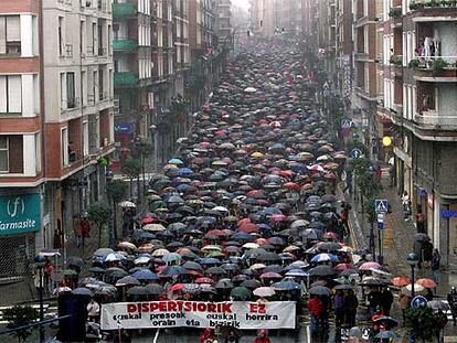 Manifestación contra la dispersión de presos etarras