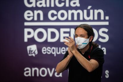 Pablo Iglesias en el mitin central de campaña de la formación Galicia en Común, Podemos, Esquerda Unidad Anova y Mareas.