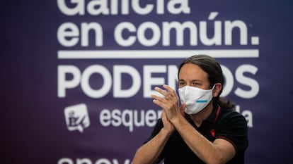 Pablo Iglesias en el mitin central de campaña de la formación Galicia en Común, Podemos, Esquerda Unidad Anova y Mareas.