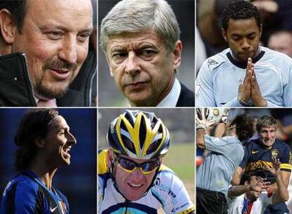 Benítez, Wenger, Robinho, Ibrahimovic, Amrstrong y Palermo.