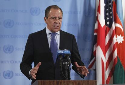 El ministro de Exteriores ruso, Sergei Lavrov, en la ONU, el pasado lunes. 