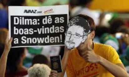 Manifestación a favor de Edward Snowden.