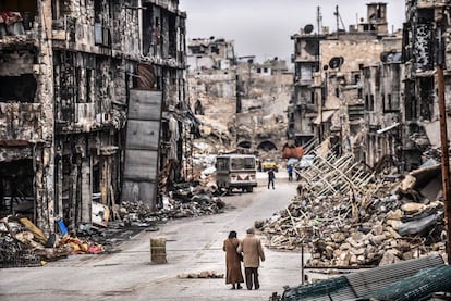 Una zona destruida de la ciudad de Alepo, en 2017.