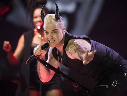 Robbie Williams, divendres a la nit al concert del Palau Sant Jordi.