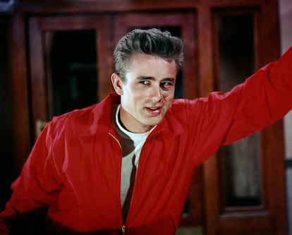 James Dean wearing a windbreaker in 1955.