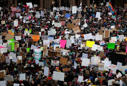 Protesta por las calles de Boston. 