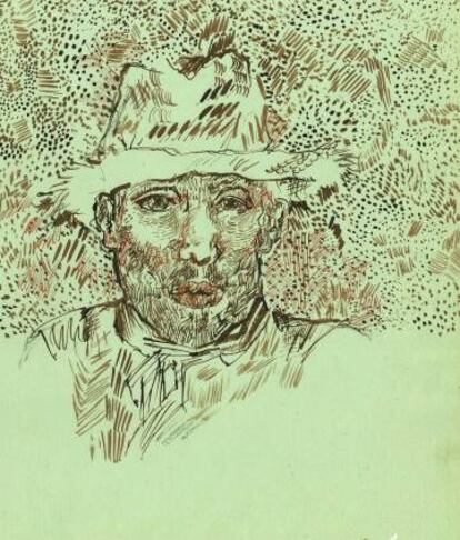 "Autorretrato con sombrero de paja", Arlés (1888).