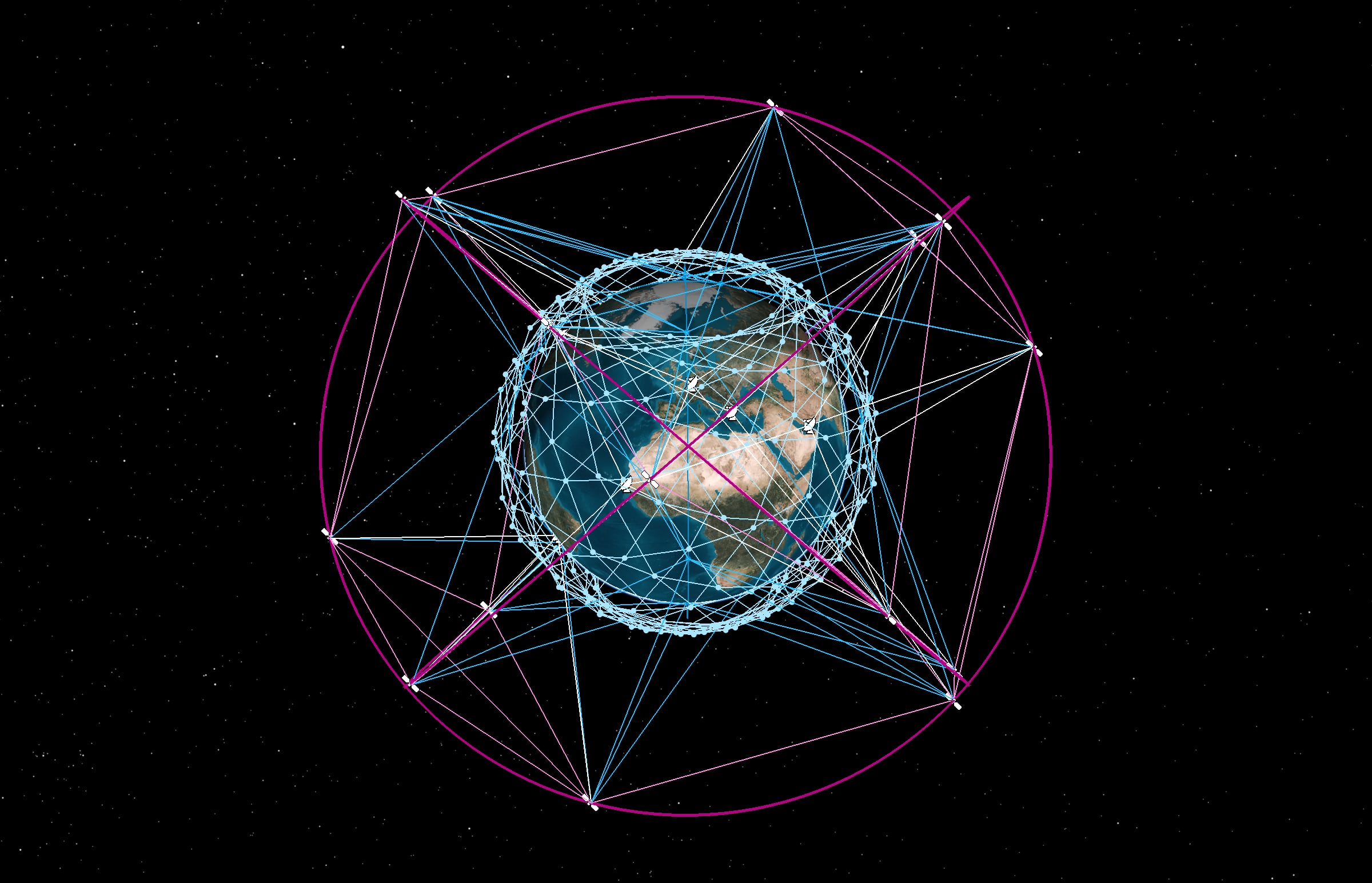 Recreación del despliegue de la constelación de satélites Iris².