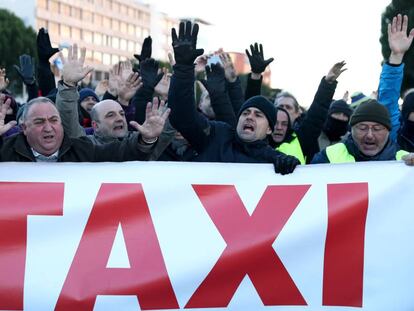 Manifestación de taxistas en Madrid. 