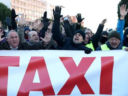 Manifestación de taxistas en Madrid.