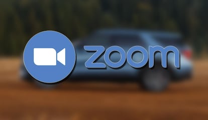 Logo de Zoom con un coche Ford en el fondo