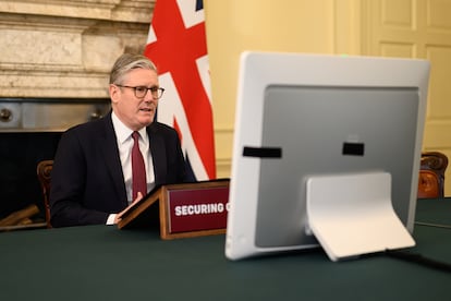 Starmer, en un momento de la viodeoconferencia que ha presidido.