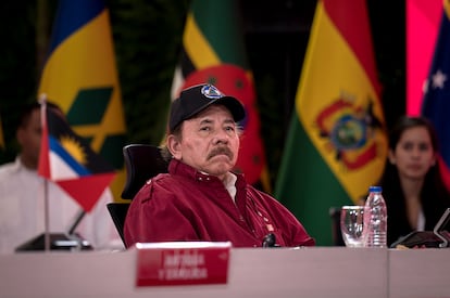 Daniel Ortega presidente de Nicaragua durante la 23ª Cumbre de Estados de la Alianza Bolivariana para los Pueblos de Nuestra América en Caracas, Venezuela, en abril de 2024.