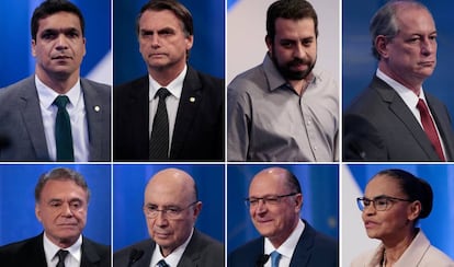 Montagem dos candidatos durante o último debate.