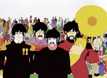 Paul, John, Ringo y George como personajes animados de la película 'Yellow submarine'.