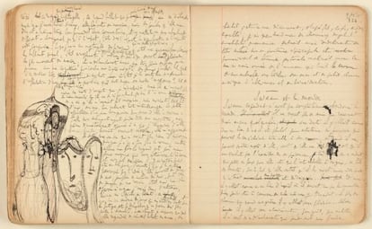 Detalle del manuscrito 'Por el camino de Swann', de Marcel Proust, expuesto en la Biblioteca Nacional de Francia.