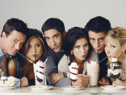 Los actores de &#039;Friends&#039;, de izquierda a derecha, Matthew Perry, Jennifer Aniston, David Schwimmer, Courteney Cox, Matt LeBlanc y Lisa Kudrow.