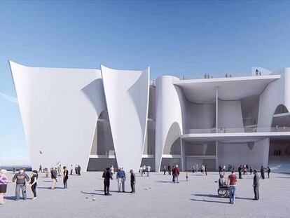 Maqueta virtual del projecte de Toyo Ito per a l'Hermitage de Barcelona.