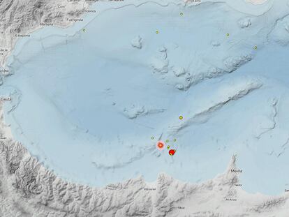 Localización de los terremotos de las últimas horas, en el mapa del Instituto Geográfico Nacional.