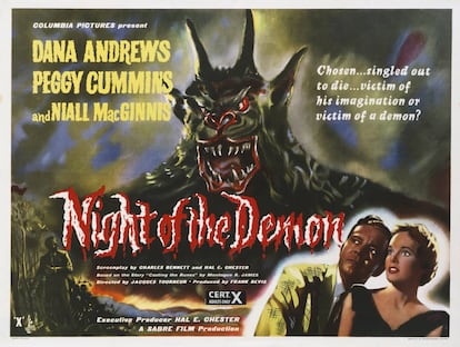Cartel promocional de 'La noche del demonio', de Jacques Tourneur.