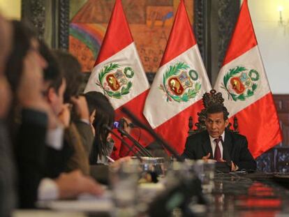 El presidente de Perú, Ollanta Humala, en una conferencia de prensa con corresponsales extranjeros en Lima.