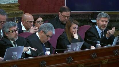 Un momento del juicio del 'procés', ayer en Madrid.