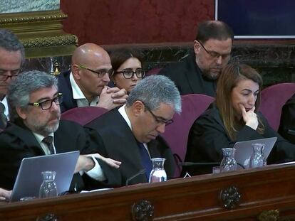 Un momento del juicio del 'procés', ayer en Madrid.