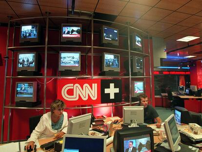 La Redacción central del canal de televisión CNN +.