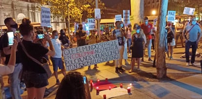 Protesta de colombianos en Madrid el pasado sábado 12 de septiembre por la violencia policial en su país de origen.