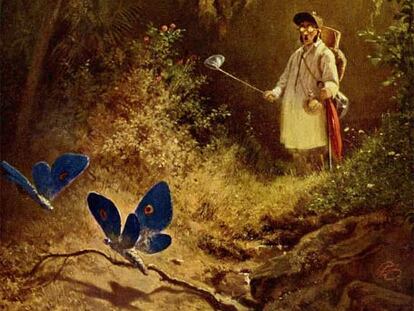 Cazador de mariposas, obra del romántico alemán Carl Spitzweg.
