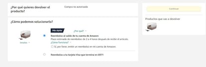 Devolución en Amazon