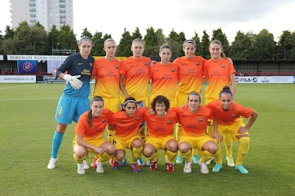 La plantilla del Barcelona en la vuelta ante el Arsenal en 2012. Imagen cedida por Olga García