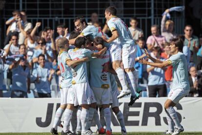 Los jugadores del Celta celebran un gol en Balaídos en su partido del pasado 9 de octubre contra el Alcorcón.