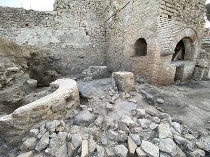 Photograph of the bakery-prison found in Pompeii, December 8.