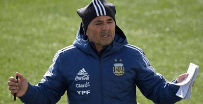 Jorge Sampaoli, ayer en Valdebebas.