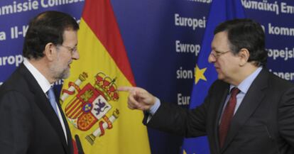 El presidente del Gobierno, Mariano Rajoy, durante la rueda de prensa en Bruselas.