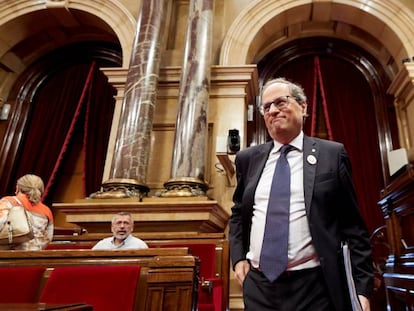 Quim Torra, en la sessió del Parlament de dimecres.