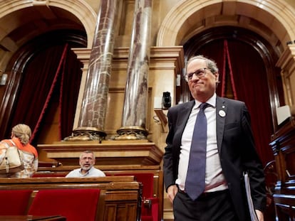 Quim Torra, en la sessió del Parlament de dimecres.