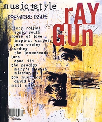 <b>Portada del primer número de la revista Ray Gun (noviembre 1992)</b>