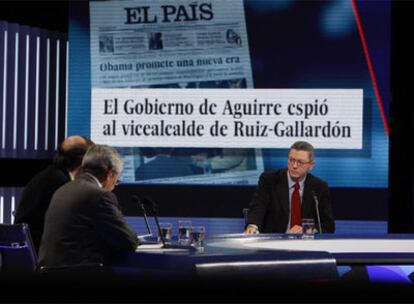 El alcalde de Madrid, en un momento de su intervención en el programa de TVE '59 segundos'.