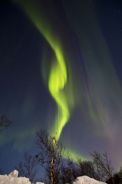 Aurora boreal desde la carretera 862, camino a Kattfjord.