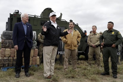 El presidente Trump, en la frontera.