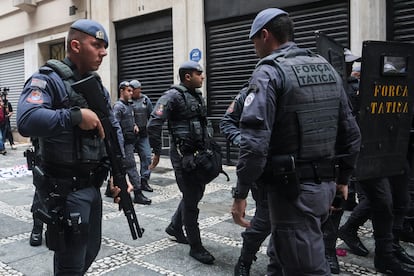 Policía militar en Sao Paulo, Brasil, el 4 de noviembre de 2024.