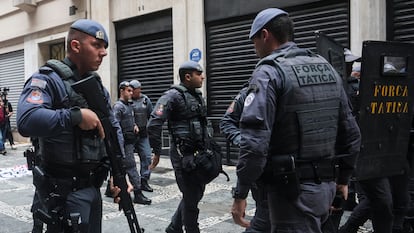 Policía militar en Sao Paulo, Brasil, el 4 de noviembre de 2024.