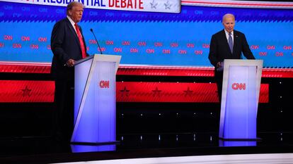 Donald Trump y Joe Biden, este jueves durante el debate.