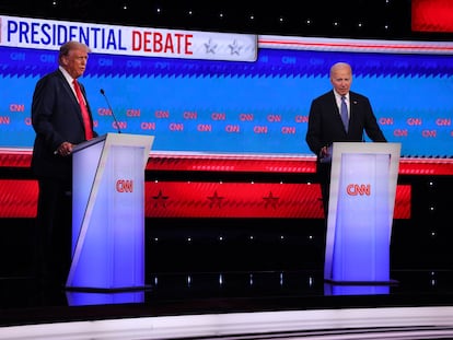 Donald Trump y Joe Biden, este jueves durante el debate.