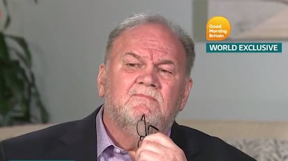 Thomas Markle en una captura durante la emisión de la entrevista que ha concedido esta mañana a 'Good Morning Britain'.