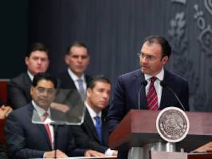 El secretario de hacienda mexicano, Luis Videgaray habla durante la presentación de la Reforma Hacendaria en la residencia presidencial de Los Pinos en Ciudad de México (México).