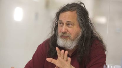 Richard Stallman, pai do software livre, na quarta-feira, durante a entrevista em San Sebastián